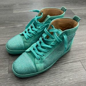 Sneakers Christian Louboutin Swarovski green velvet
